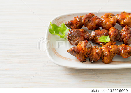 grilled chicken gizzard skewer with herbs and spices grilled chicken gizzard skewer with herbs and spices 132936609