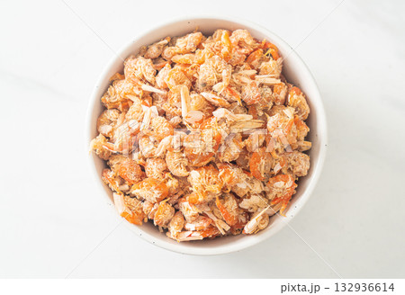 dried shrimps or dried salted prawn 132936614