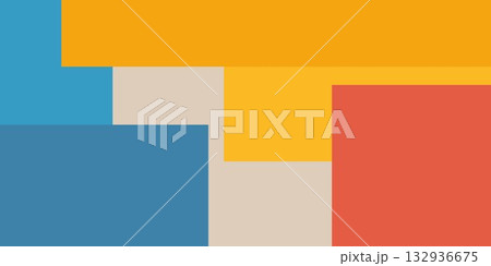 A flat design featuring overlapping rectangles in shades of blue orange and beige coral colors 132936675