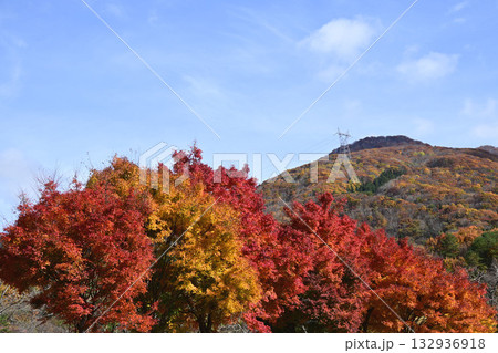 大内宿と紅葉 大内宿と紅葉 132936918