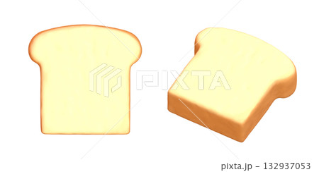 食パンの3DCGレンダー素材。リアルで美味しそうなブレッドのイラスト 食パンの3DCGレンダー素材。リアルで美味しそうなブレッドのイラスト 132937053