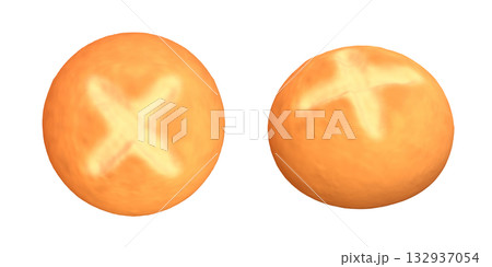 丸パンの3DCGレンダー素材。リアルで美味しそうなブレッドのイラスト 132937054