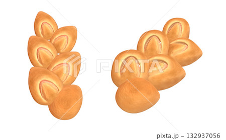 エピの3DCGレンダー素材。リアルで美味しそうなブレッドのイラスト 132937056