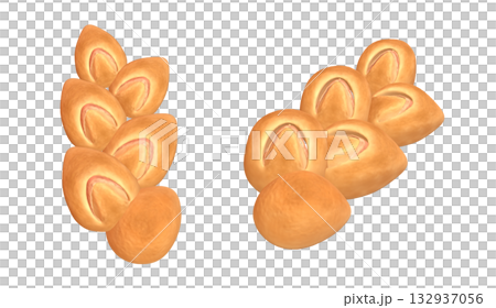 エピの3DCGレンダー素材。リアルで美味しそうなブレッドのイラスト 132937056