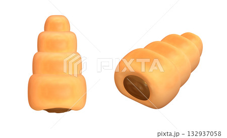 チョココロネの3DCGレンダー素材。リアルで美味しそうなブレッドのイラスト 132937058