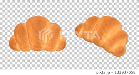 Croissant 3DCG render material. A realistic and delicious bread illustration. Croissant 3DCG render material. A realistic and delicious bread illustration. 132937059