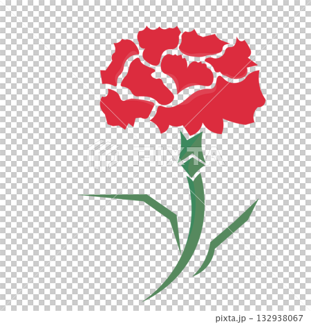 Illustration of a carnation with a heart-shaped leaf that resembles a hand Illustration of a carnation with a heart-shaped leaf that resembles a hand 132938067