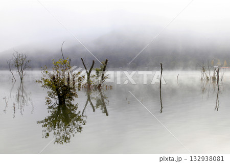A dreamy morning at the foggy Mungwang Reservoir in Goesan -gun. A dreamy morning at the foggy Mungwang Reservoir in Goesan -gun. 132938081