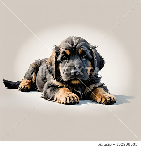 伏せているブリアードの子犬 132938385