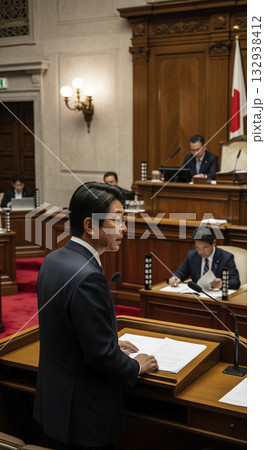 国会議事堂で答弁する国会議員 国会議事堂で答弁する国会議員 132938412