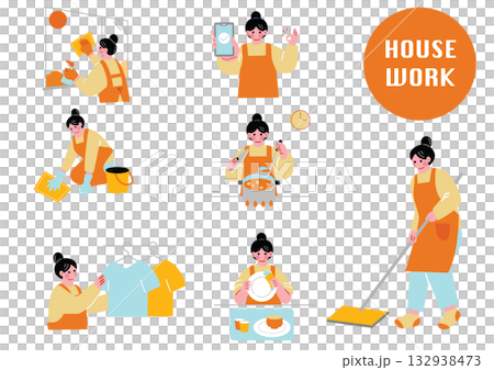 女人做家務的插圖集 女人做家務的插圖集 132938473