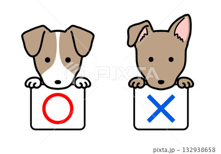 イラスト素材:マルバツ 正解 不正解 犬 イラスト素材:マルバツ 正解 不正解 犬 132938658
