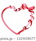 バレンタイン風のリボンのハートのフレーム 132939077