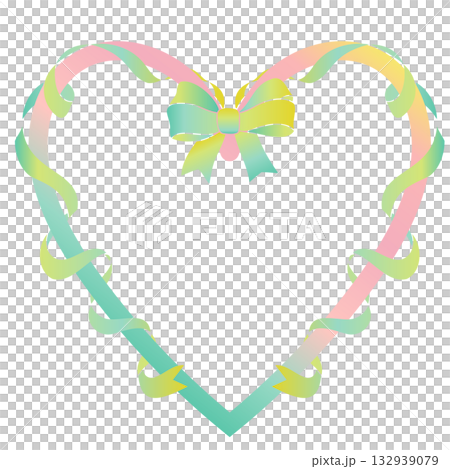 Green and pink ribbon heart frame 132939079