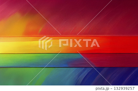 赤背景の虹色の絵の具のペイント 132939257