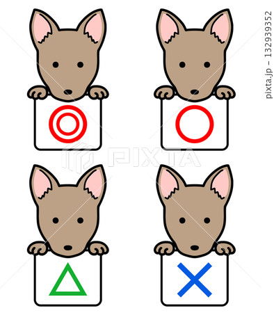 イラスト素材：マルバツ　正解　不正解　犬 132939352