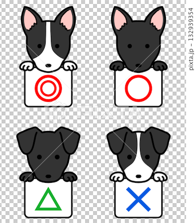 イラスト素材：マルバツ　正解　不正解　犬 132939354