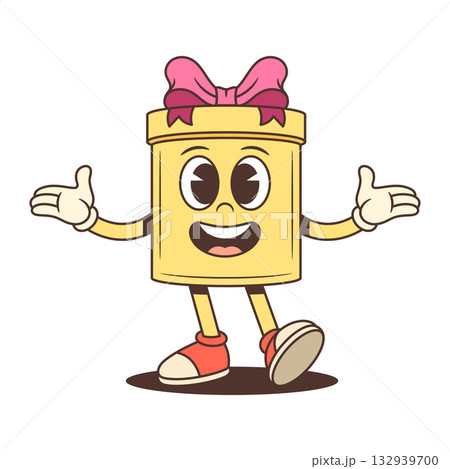 Friendly Cartoon Gift Box Character Waving Hello And Greeting With Smile Vector Illustration Friendly Cartoon Gift Box Character Waving Hello And Greeting With Smile Vector Illustration 132939700
