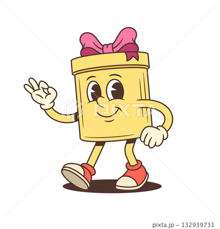 Playful Cartoon Gift Box Character Giving Ok Sign Vector Illustration Concept Playful Cartoon Gift Box Character Giving Ok Sign Vector Illustration Concept 132939731