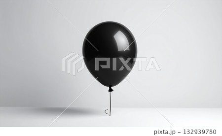 Single black and white balloon with a pop of red, perfect for a happy birthday party celebration decoration 132939780
