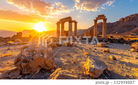 Jerusalem Israel city sunset view panorama over ancient desert mountains and rocks Jerusalem Israel city sunset view panorama over ancient desert mountains and rocks 132939887