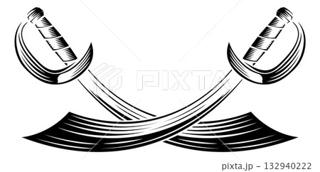 Crossed Pirate Scimitar Cutlass Saber Swords 132940222