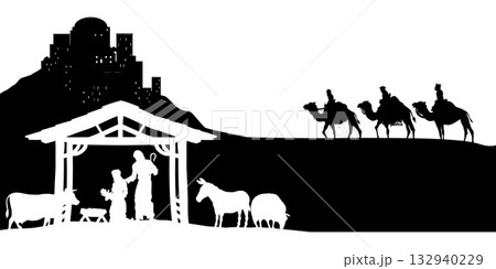 Christmas Nativity Scene Bethlehem Manger Wise Men Christmas Nativity Scene Bethlehem Manger Wise Men 132940229