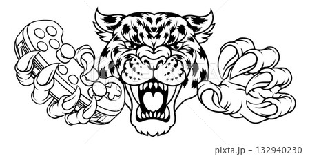 Jaguar Leopard Cheetah Panther Gamer Mascot Jaguar Leopard Cheetah Panther Gamer Mascot 132940230