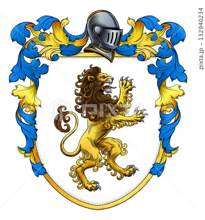 Coat of Arms Crest Lion Family Heraldry Shield Coat of Arms Crest Lion Family Heraldry Shield 132940234