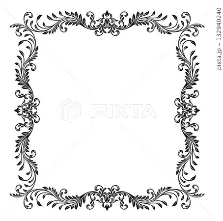 Filigree Heraldic Crest Motif Floral Pattern Frame 132940240