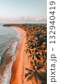 Aerial view of beautiful tropical beach and sea with coconut palm tree - Vintage Filter 132940419