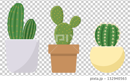 Illustration of a cute cactus in a pot 132940563