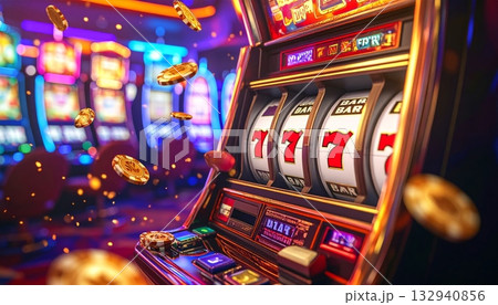 Vegas casino gambling game vector with slot machine, roulette table, jackpot, and the winning fortune of 777 Vegas casino gambling game vector with slot machine, roulette table, jackpot, and the winning fortune of 777 132940856