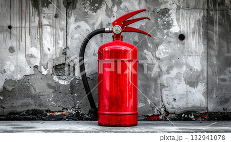 Red fire extinguisher safety equipment isolated on white for emergency protection Red fire extinguisher safety equipment isolated on white for emergency protection 132941078