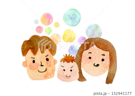 水彩イラスト 手描きイラスト 家族 人物イラスト 水彩イラスト 手描きイラスト 家族 人物イラスト 132941177