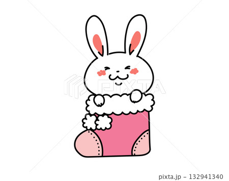 クリスマスブーツに入ったかわいいうさぎさん クリスマスブーツに入ったかわいいうさぎさん 132941340