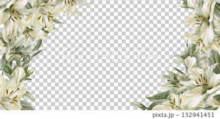 White lilies with leaves arranged in oval template,symbolizing purity,innocence,communion and marriage.Hand drawn watercolor illustration for church ceremonies,advertisements White lilies with leaves arranged in oval template,symbolizing purity,innocence,communion and marriage.Hand drawn watercolor illustration for church ceremonies,advertisements 132941451