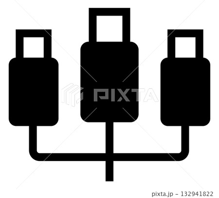 三つ叉のUSB-A端子のアイコンイラスト 132941822