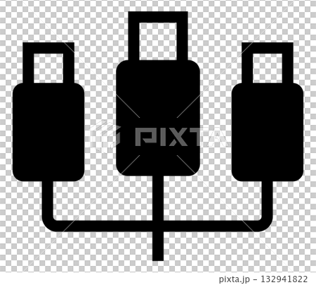 三つ叉のUSB-A端子のアイコンイラスト 132941822