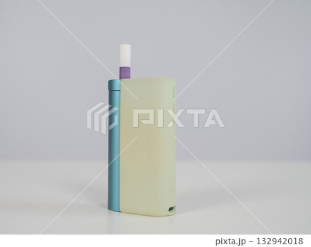 Electronic cigarette on a white background. Tobacco heating systems. 132942018