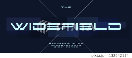 Wide Rectangle Font, Thin Geometric Alphabet, Futuristic Cutout Letters, Expanded Extended Type for Techno Startup Logo, High-tech Sci-fi Headline, Sport Title, Space Tech Typography. Vector Typeset Wide Rectangle Font, Thin Geometric Alphabet, Futuristic Cutout Letters, Expanded Extended Type for Techno Startup Logo, High-tech Sci-fi Headline, Sport Title, Space Tech Typography. Vector Typeset 132942134