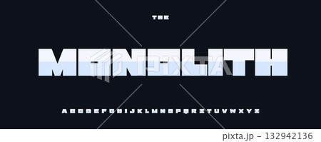 Monolith Heavy Font, Squared Geometric Alphabet, Steel Metallic Type for Sport Techno Industrial Digital Tech Logo and Headline. Strong Typographic Design. Fat Rectangular Fonts. Vector Typeset Monolith Heavy Font, Squared Geometric Alphabet, Steel Metallic Type for Sport Techno Industrial Digital Tech Logo and Headline. Strong Typographic Design. Fat Rectangular Fonts. Vector Typeset 132942136