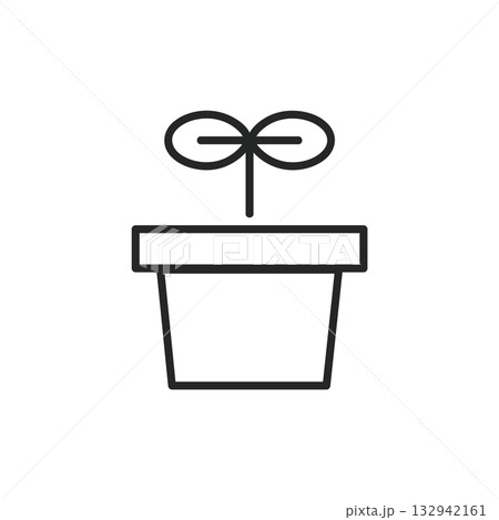 シンプルな鉢植え植物のアイコン 芽 132942161