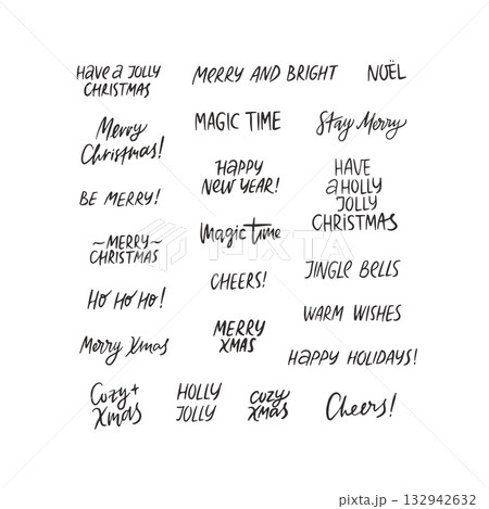 Hand drawn winter holiday phrases Hand drawn winter holiday phrases 132942632