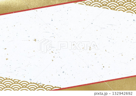 紙のテクスチャ(大礼紙金銀箔入り) 上下・赤+金(青海波) 紙のテクスチャ(大礼紙金銀箔入り) 上下・赤+金(青海波) 132942692