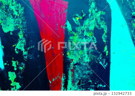 Vibrant Graffiti Texture in Red, Blue, Turquoise for Modern 2000s Urban Art 132942733