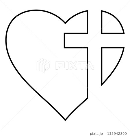 Heart and cross symbol for faith, love, spiritual graphic design Heart and cross symbol for faith, love, spiritual graphic design 132942890