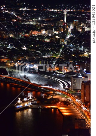 夜景 函館 函館駅 五稜郭タワー 摩周丸 夜景 函館 函館駅 五稜郭タワー 摩周丸 132943021