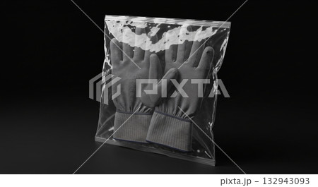 Gray Work Gloves in a Clear Plastic Bag Gray Work Gloves in a Clear Plastic Bag 132943093