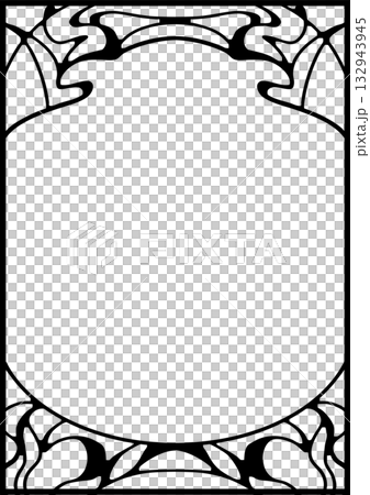 手繪新藝術風格畫框。黑色。 132943945